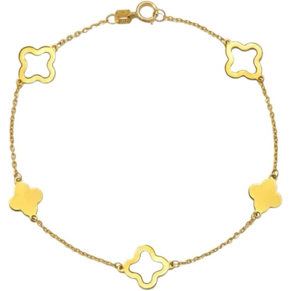 Gold Plated Clover Leaf Charm Bracelet - Picture 1 of 6